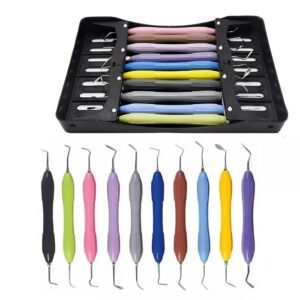 New 10 Pcs Dental Composite Filling Instruments Colorful Silicon Handle Set